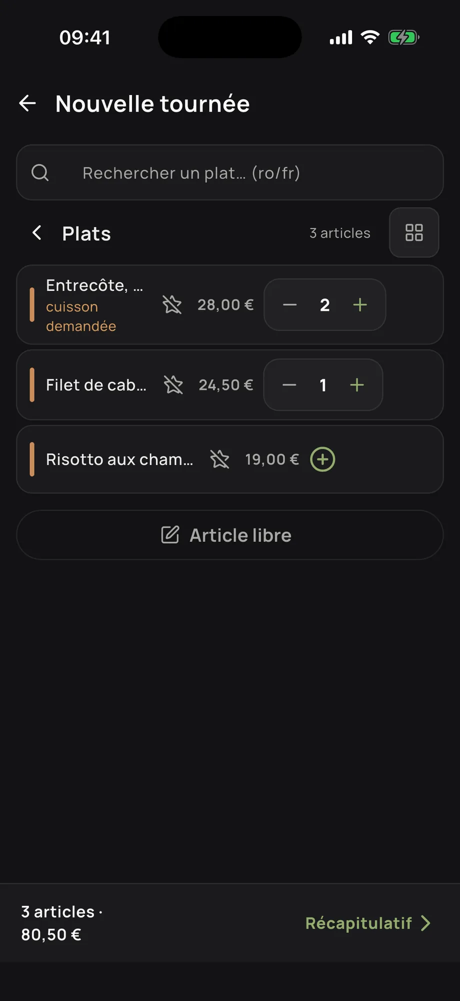Prise de commande